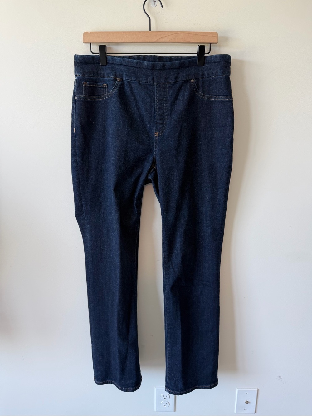 Chico's Dark Indigo Pull On Slim Boot Jeans